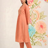 Malang Light Orange Embroidered A-line Kurta Set