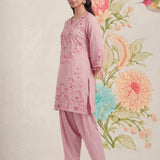 Amoli Light Pink Embroidered Kurta Set