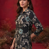 Black All Over Printed Crepe Shirt