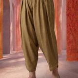 Beige Satin Relaxed Fit Salwar