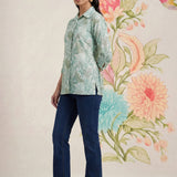 Aro Mint Green Floral Printed Shirt