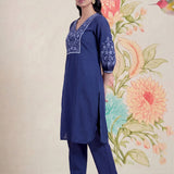 Uma Blue Embroidered Kurta Set