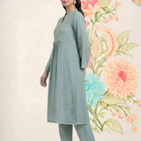 Malang Green Embroidered A-line Kurta Set