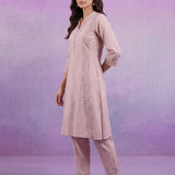 Cream Embroidered A-line Kurta Set