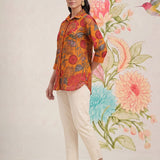 Survani Mustard Floral Printed Cotton Shirt