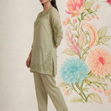 Vaadi Green Embroidered Co-ord Set