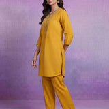 Yellow Embroidered Suit Set with Dupatta