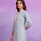 Spa Ethnic Motifs Embroidered Regular Thread Work Pure Cotton Kurta with Trousers