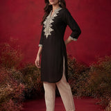 Black Mirror Work Cotton Kurta Set