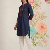 Dinah Denim Blue Embroidered Denim Designer Kurta for Women