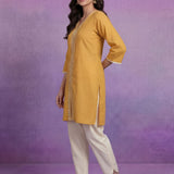 Yellow Embroidered Straight Kurta Set