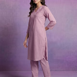 Pink Embroidered Straight Kurta Set