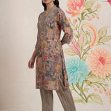 Raima Grey Printed Satin Co-ord Set for Women
