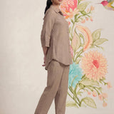 Zoa Beige Monochrome Embroidered Co-ord Set