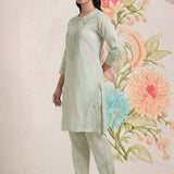 Suroor Mint Green Embroidered Chanderi Kurta Set