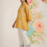 Maitri Mustard Embroidered A-line Tunic