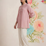 Kissa Pink Embroidered Shirt