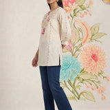 White Phool Collection Kurti With Multi-Colour Embroidery