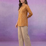 Mustard All-Over Printed Cotton Top