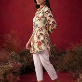 Wine All Over Printed Crepe Shirt