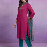 Green Viscose Rayon Zari Dori Embroidered Straight Kurta Set with Dupatta