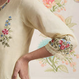 Saavan Light Green Embroidered Cotton blend Kurta Set