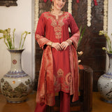 Aarohi Brick Red Embroidered Suit Set