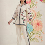 Heer Pristine Ivory Embroidered Rayon Co-ord Set for Women