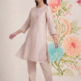 Suroor Light Beige Embroidered Chanderi Kurta Set