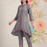 Nesoi Grey Printed Satin Co-ord Set