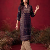 Elena Deep Purple Printed Shantoon Designer Kurti for Women