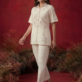 Ivory Embroidered Chanderi Regular Co-ord Set