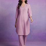 Pink Embroidered Straight Kurta Set