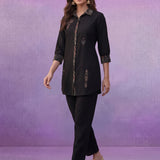 Black  All-Over Printed Cotton Co-ord Set