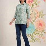 Aro Mint Green Floral Printed Shirt