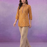 Mustard All-Over Printed Cotton Top