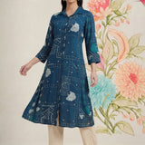 Bani Navy Printed Straight Kurti