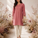 Pink Resham Embroidered Kurti