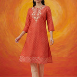 Khas Orange Bandhni Printed Straight Kurta