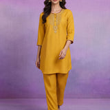 Yellow Embroidered Suit Set with Dupatta