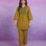 Mustard Dori Embroidery Kurti with Palazzo