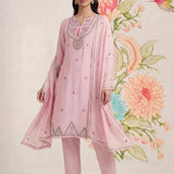 Albeli Pink Embroidered A-line Suit Set with Dupatta