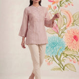 Tiri Baby Pink Monochrome Embroidered Shirt