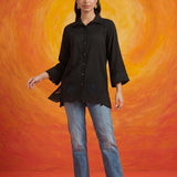 Nriti Black Embroidered Cotton- Blend Shirt