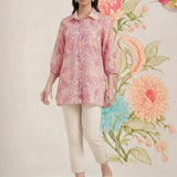 Aro Peach Floral Printed Shirt