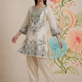 Amoli White Embroidered Kurta Set
