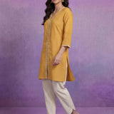 Yellow Embroidered Straight Kurta Set
