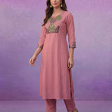 Pink Panelled A-Line Kurta set