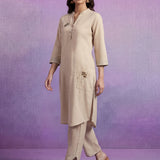 Ivory Applique-work Kurta Set