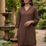 Shayeri Brown Embroidered A-line Kurta Set